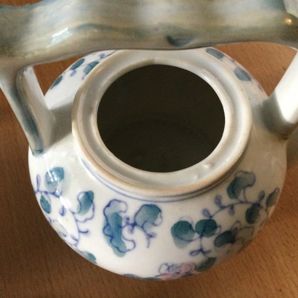 Vintage Chinese hand pa Porcelain teapot small handled marked eb - Picture 10 of 12